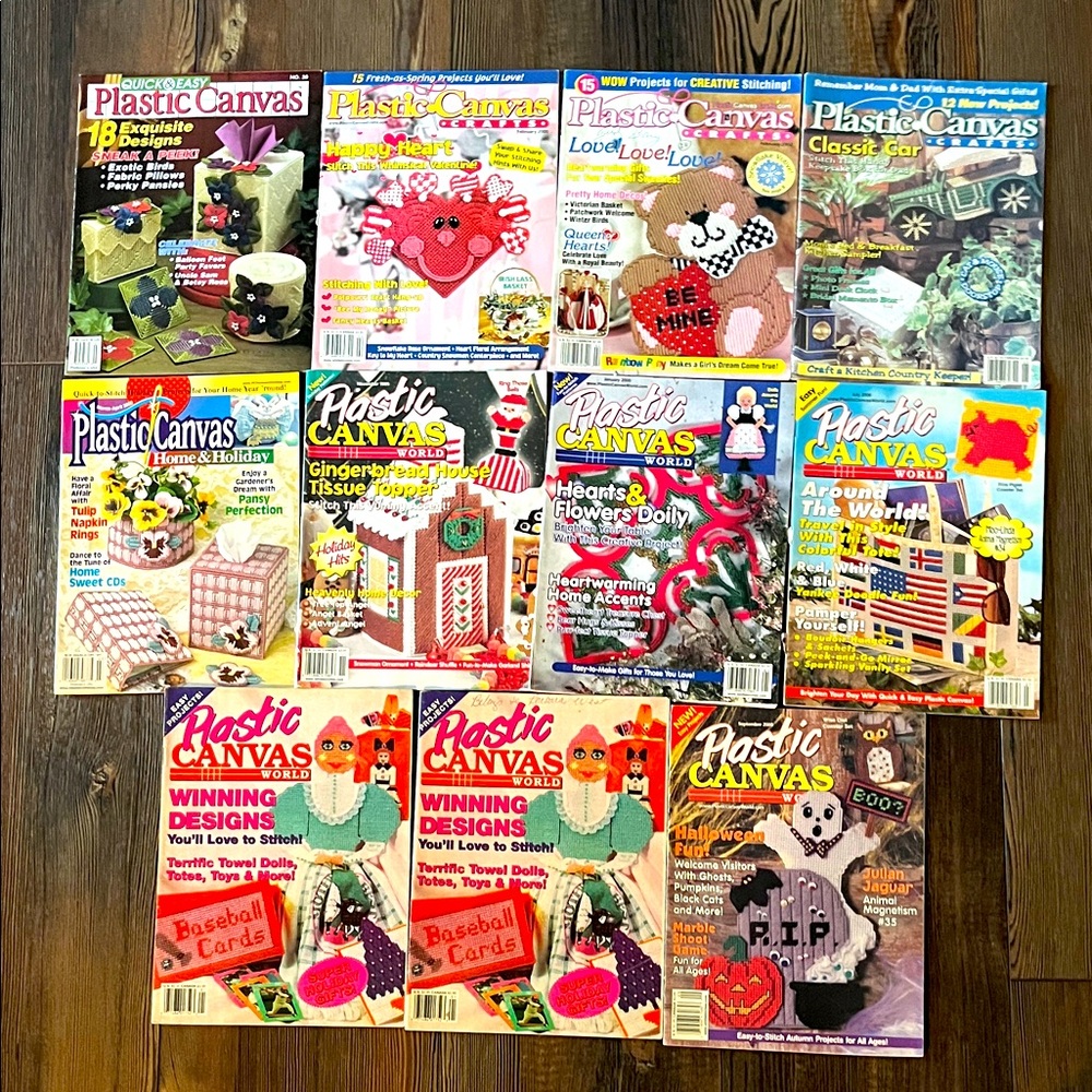 (11) Plastic Canvas World, Quick & Easy, Crafts Magazines